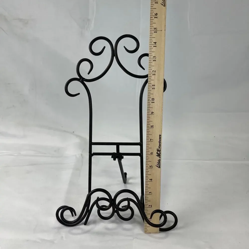 Wrought Iron Book Holder Rack Easel Bible Cookbook Art Display Black Metal